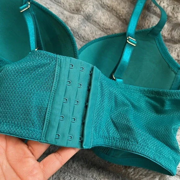 Teal Lace Women's Demi Coverage Long Line Bra New Size 36B - Picture 4 of 7